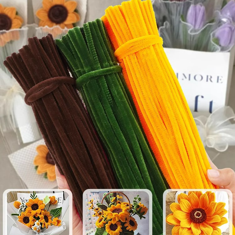 (100pcs) สินค้าพร้อมส่ง 6 มม.8 มม.ลวดกำมะหยี่ DIY แยกสี สร้างสรรค์งานประดิษฐ์ต่างๆ สำหรับงานฝีมือ สีสันสดใส สินค้าขายดี