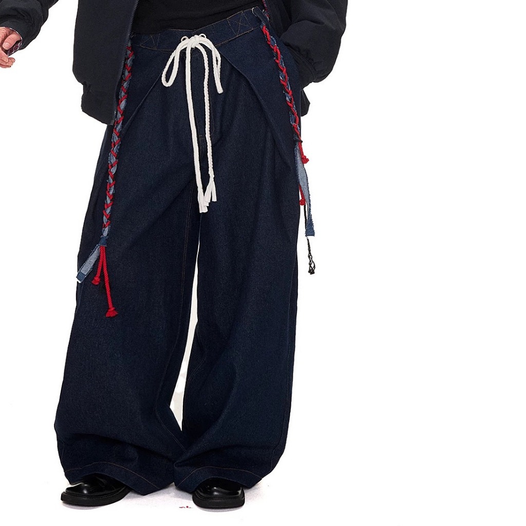 LEELA- TIE JEANS TROUSER-กางเกงยีนส์ดีเทลเชือก