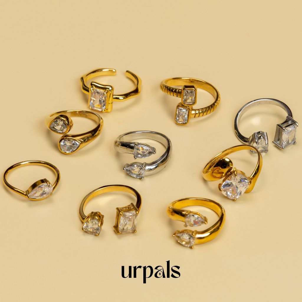 URPALS แหวน Stainless ชุบทอง18K ฝังเพชร CZ High Quality ใช้งานได้นาน ใส่ออกงานได้