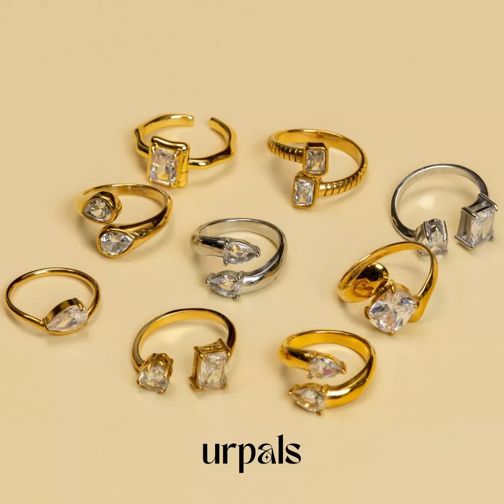 URPALS แหวน Stainless ชุบทอง18K ฝังเพชร CZ High Quality ใช้งานได้นาน ใส่ออกงานได้