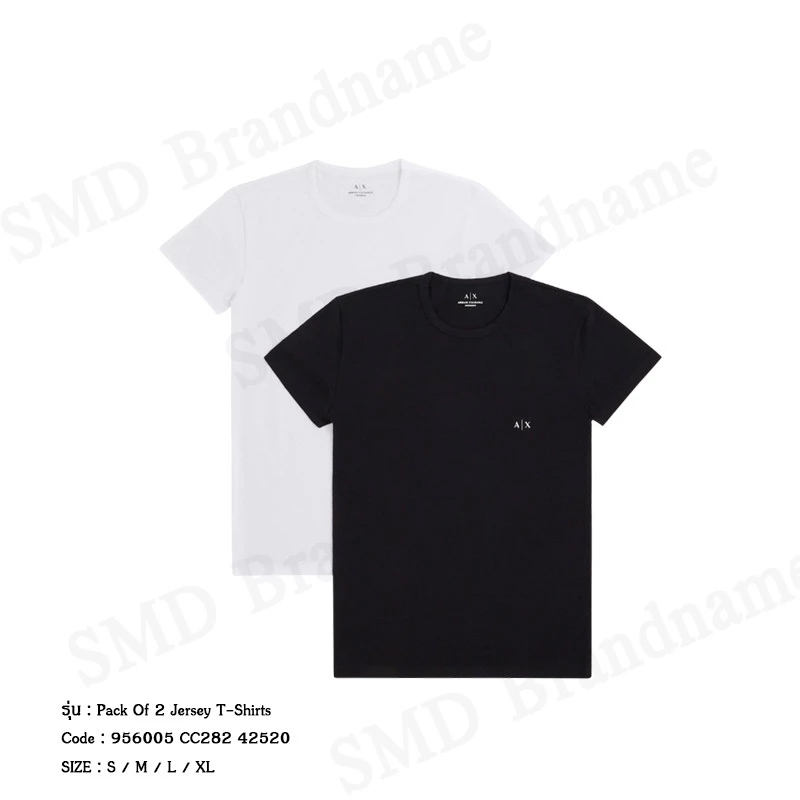 Armani Exchangeเซ็ทเสื้อยืดคอกลมผู้ชาย 2 ตัว รุ่น A/X Pack Of 2 Jersey T-Shirts Code: 956005 CC282 42520