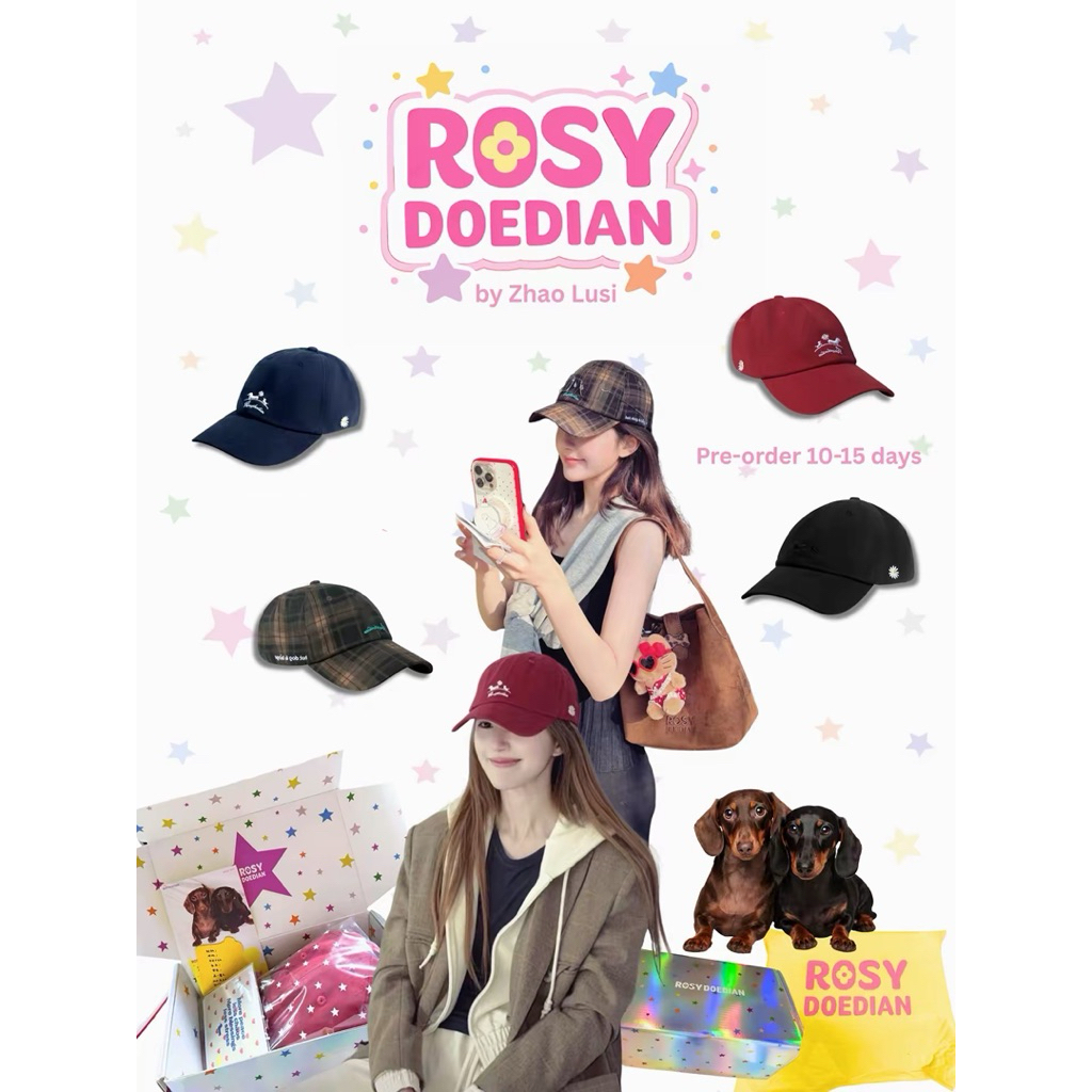 (สอบถามเช็กสต๊อกก่อนสั่งซื้อ) แบรนด์จ้าวลู่ซือ  ROSYDOEDIAN หมวกเบสบอลผู้หญิงทรงนุ่ม สไตล์เกาหลี ดีไซน์หัวมน