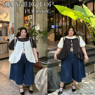 YIN YANG TOP PLUSSIZE เสื้อแขนตุ๊กตาพลัสไซส์2เลเยอร์สลับสี