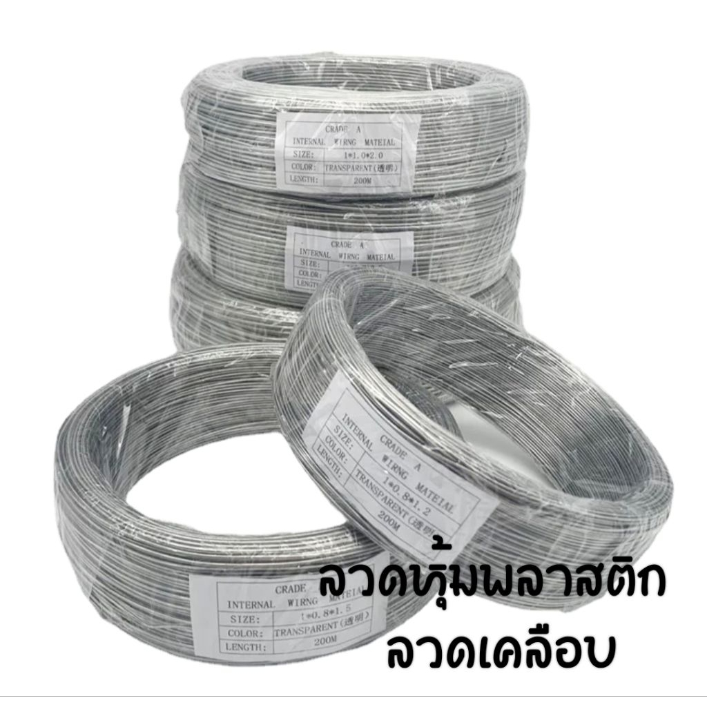 ลวดเคลือบ หุ้มพลาสติก เสริมงานถักขอบหมาก,กระเป๋า  ขนาด 1.5/2.0/2.5มม.  (20เมตร) ให้อยู่ทรง