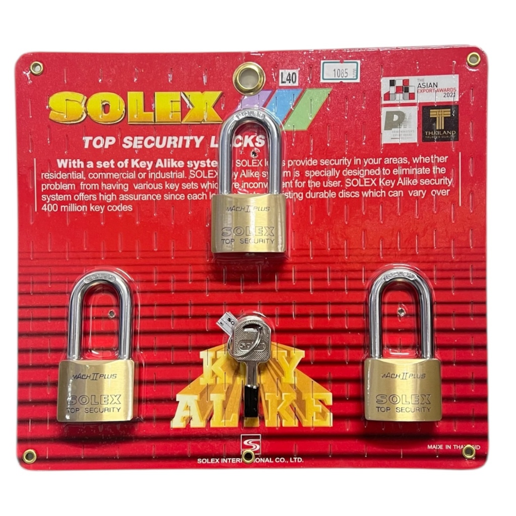 กุญแจ SOLEX รุ่นMACH II ชุดเซ็ท 3 ตัว ห่วงคล้องยาว