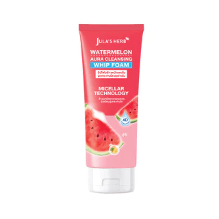 [ 2หลอด เซตขายดี ] วิปโฟมล้างหน้าแตงโม Watermelon Aura Cleansing Whip Foam จุฬาเฮิร์บ