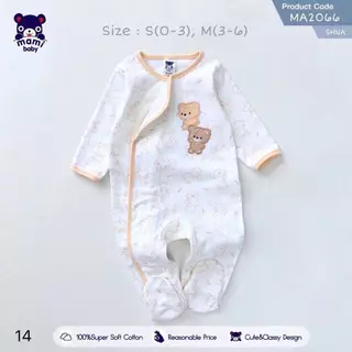 Mami baby ชุดรอมเปอร์คลุมเท้าแขนนยาว ผ้าดูด size 0-3M, 3-6M