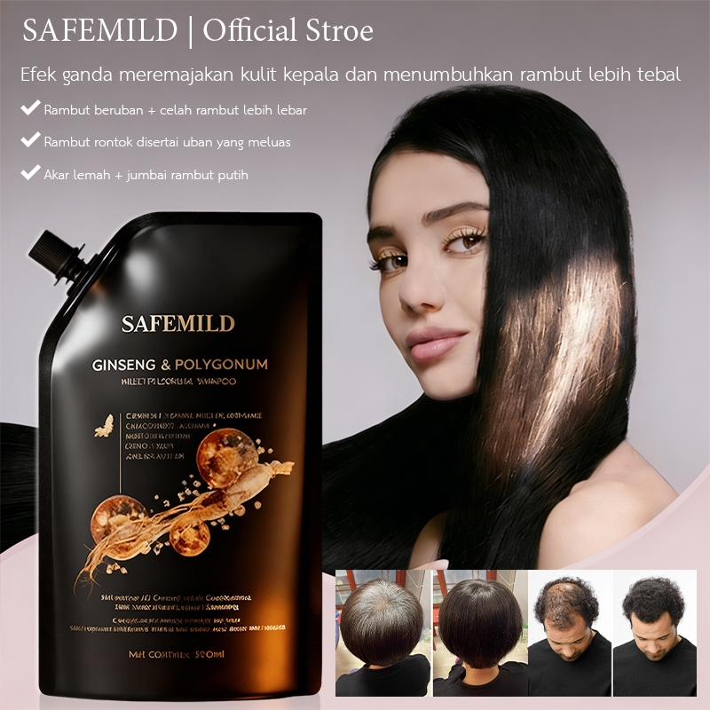 【สำหรับคนผมขาวโดยเฉพาะ】 SAFEMILD แชมพูโสมและขิง แชมพูผมร่วง เปลี่ยนผมขาวเป็นผมดำ ผมลดผมสีเทา บำรุงรากผม แก้ผมร่วง ผมบาง