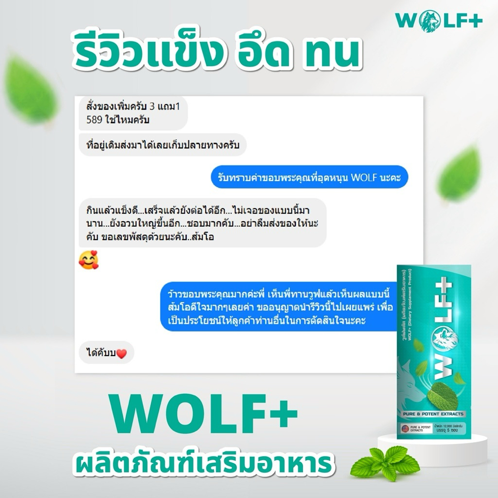 WOLF+ 1 กล่อง อาหารเสริมวูล์ฟพลัสสำหรับผู้ชาย รวมราชาสมุนไพรเกรดสูง 14 ชนิด รสมิ้นท์ (1กล่อง/5ซอง) - รูปที่ 5