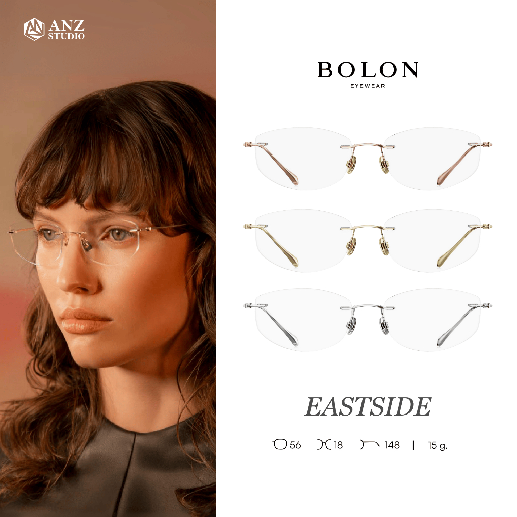 ANZ STUDIO | แว่นตา BOLON EASTSIDE BR1002 – ทรง Irregular ไร้ขอบ เบา เรียบหรู สำหรับผู้หญิง