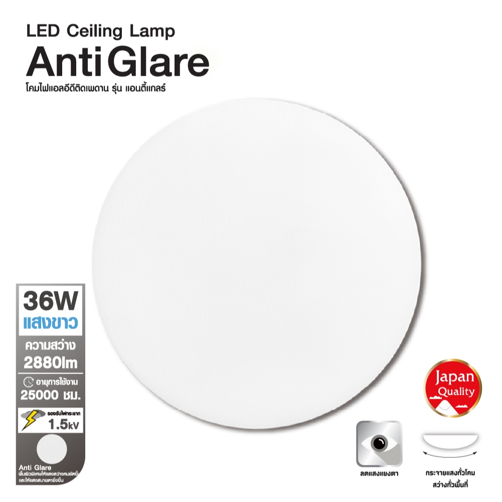 "ใหม่" ไฟเพดาน SHINING LED ANTI GLARE 15 นิ้ว 36 วัตต์ รุ่นพิเศษ ลดแสงแยงตา ถนอมสายตา หลอดไฟโตชิบา Toshiba Lighting