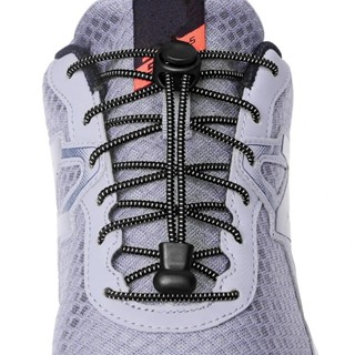 เชือกรองเท้ายางยืดกลมมีล็อค 1 คู่ สำหรับผู้ใหญ่และเด็ก รองเท…