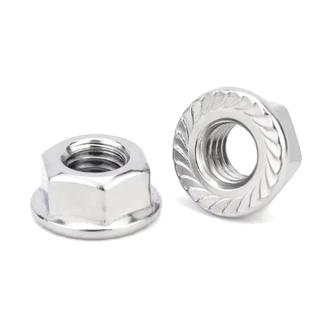 น็อตตัวเมียจานจักร 304 สแตนเลส เกลียวมิลหยาบ M3 M4 M5 M6 M8 M10 M12 DIN6923Stainless Steel Hexagon Serrated Flange Nuts