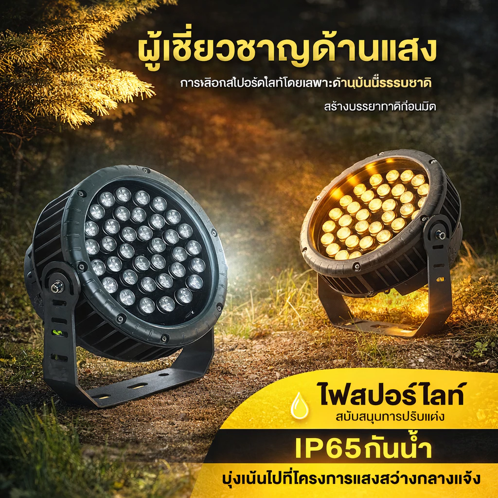 ไฟย้อมสีอาคาร ไฟส่องกำแพง spotlight220V IP65 12W 18W 24W 36W 48Wเหมาะสำหรับวิลล่า โรงแรม สวนสาธารณะ จุดชมวิว
