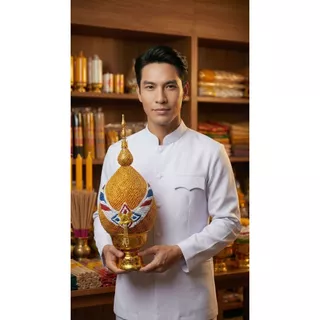 พานพุ่มผ้าเงินทอง เบอร์ 4-7 (คู่ละ) | พานเทียนแพร,เครื่องทองน้อย | ใช้งานพิธีมงคล (ไม่มีใบกำกับภาษี)