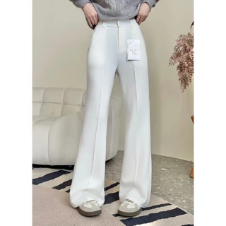 Realyshops #9385(K) กางเกงยาวขาม้า ซิปหน้า เอวยางยืด ผู้หญิง พร้อมส่ง
