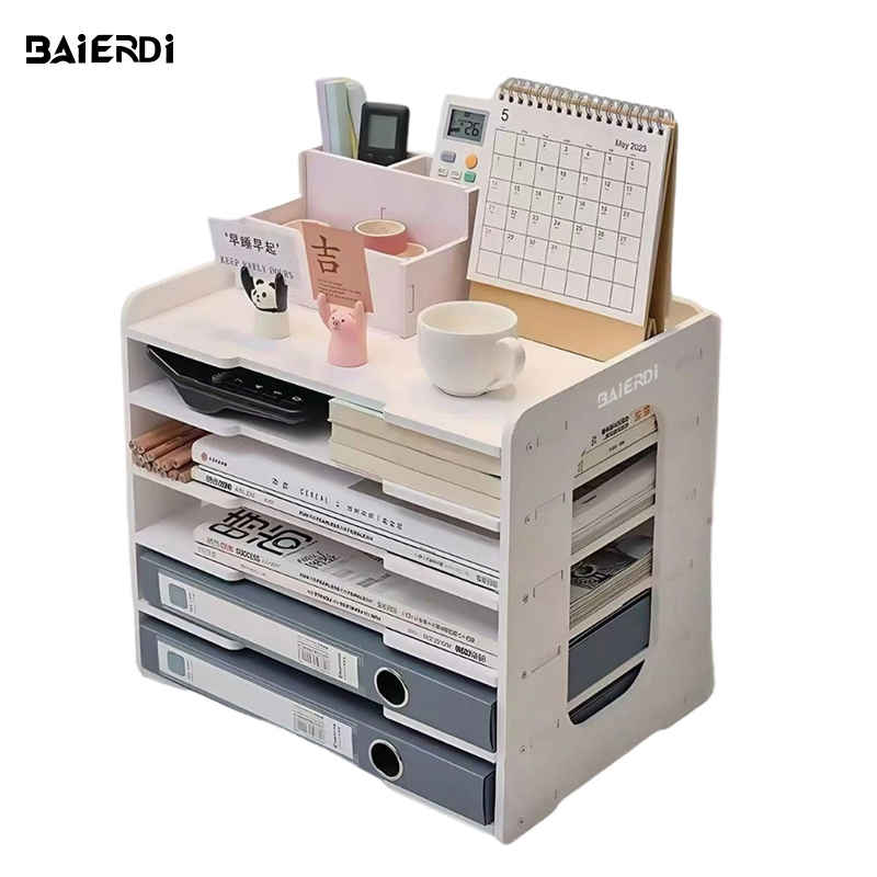 Baierdi Mall สีขาว 5 ชั้น ชั้นวางเอกสาร ชั้นเอกสาร a4 ถาดใส่เอกสาร ที่ใส่เอกสาร ชั้นวางกระดาษ ถาดเก็บเอกสาร ชั้นวางของ