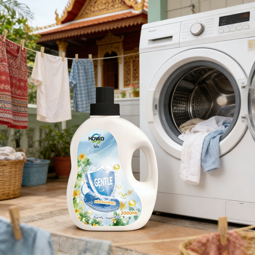 [ สูตรใหม่ ] HOWO น้ำยาซักผ้า 2000 มล. Blue Floral ทำความสะอาดผ้า