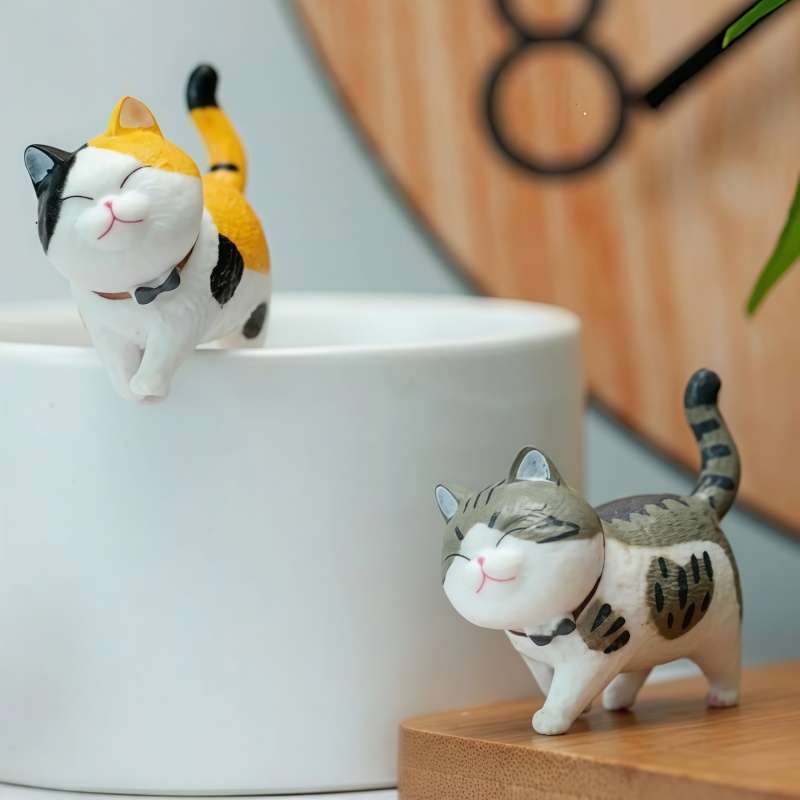 โมเดลแมวน่ารัก ฟิกเกอร์แมว art toy รูปแมวอ้วนน่ารัก ขนาดเล็ก สําหรับตกแต่งบ้าน และสวน 18 ชิ้น - รูปที่ 7