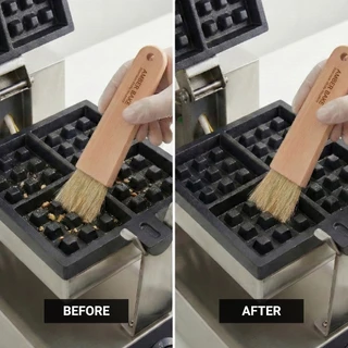 แปรงปัดเตาอบ / เตาวาฟเฟิล ด้ามไม้แท้ ขนสัตว์แท้ | Cleaning Brush สำหรับร้านเบเกอรี่ คาเฟ่ ใช้งานมืออาชีพ