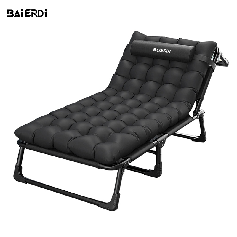 BAIERDI MALL เก้าอี้นอนพับได้ เตียงพับ เตียงพับได้ เตียงนอนพับได้ เก้าอี้ปรับเอนนอน เตียงสนาม เก้าอี้นอนปรับระดับได้ พัก
