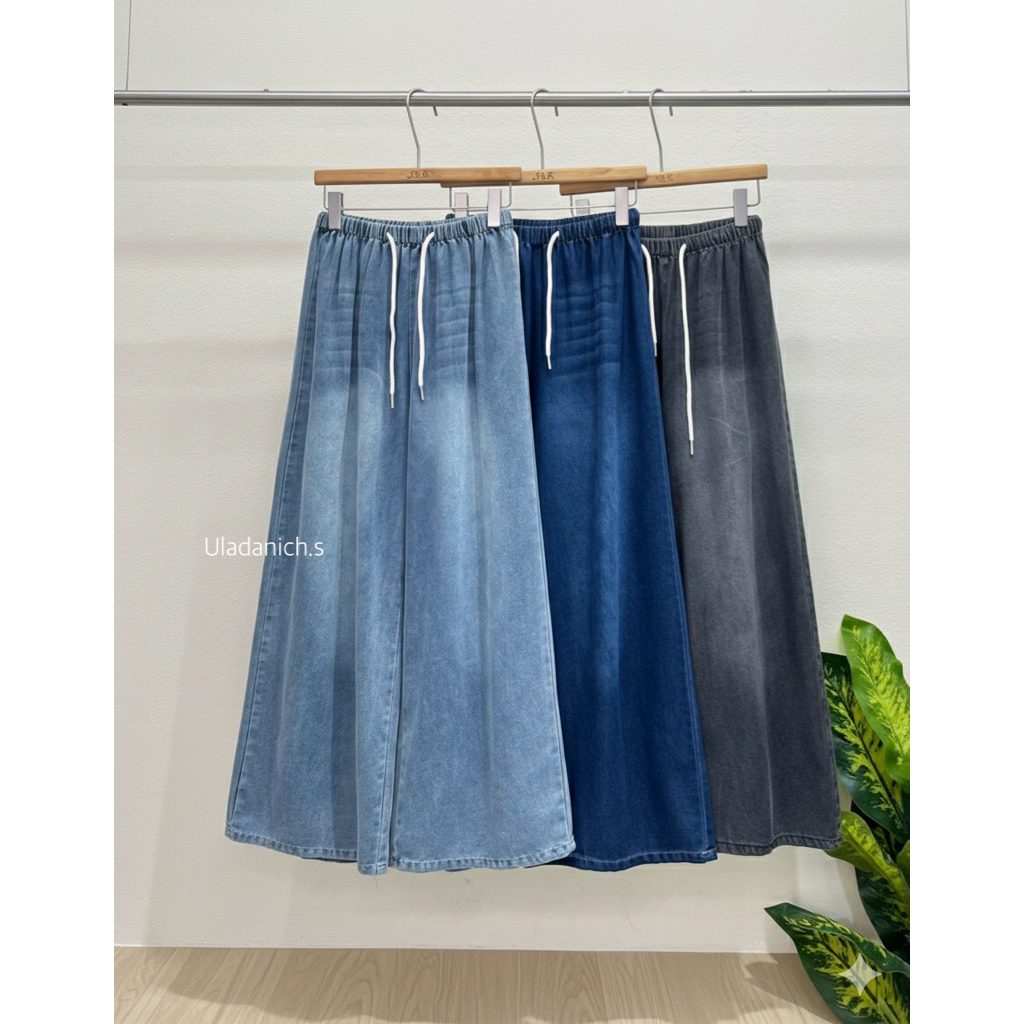jeans No.1-2 ยีนทรงหลวม เอวยางยืดมีเชือก ปรับตามสรีระ พรางหุ่นได้ดี