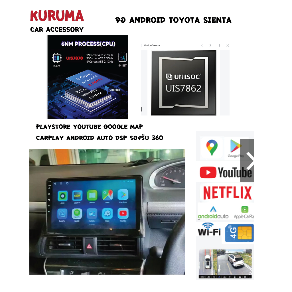 จอ Android Toyota Sienta 10นิ้ว