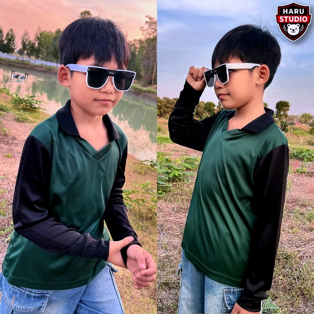 เสื้อปุ๋ยเด็ก แขนยาว คอปก แบรนด์ฮารุ ใส่ทำกิจกรรม ทำคอนเท้นท์ ไม่ซ้ำใคร กันร้อนกันแดด [ ส่งฟรี | จากโรงงานไทย ] thumbnail 5