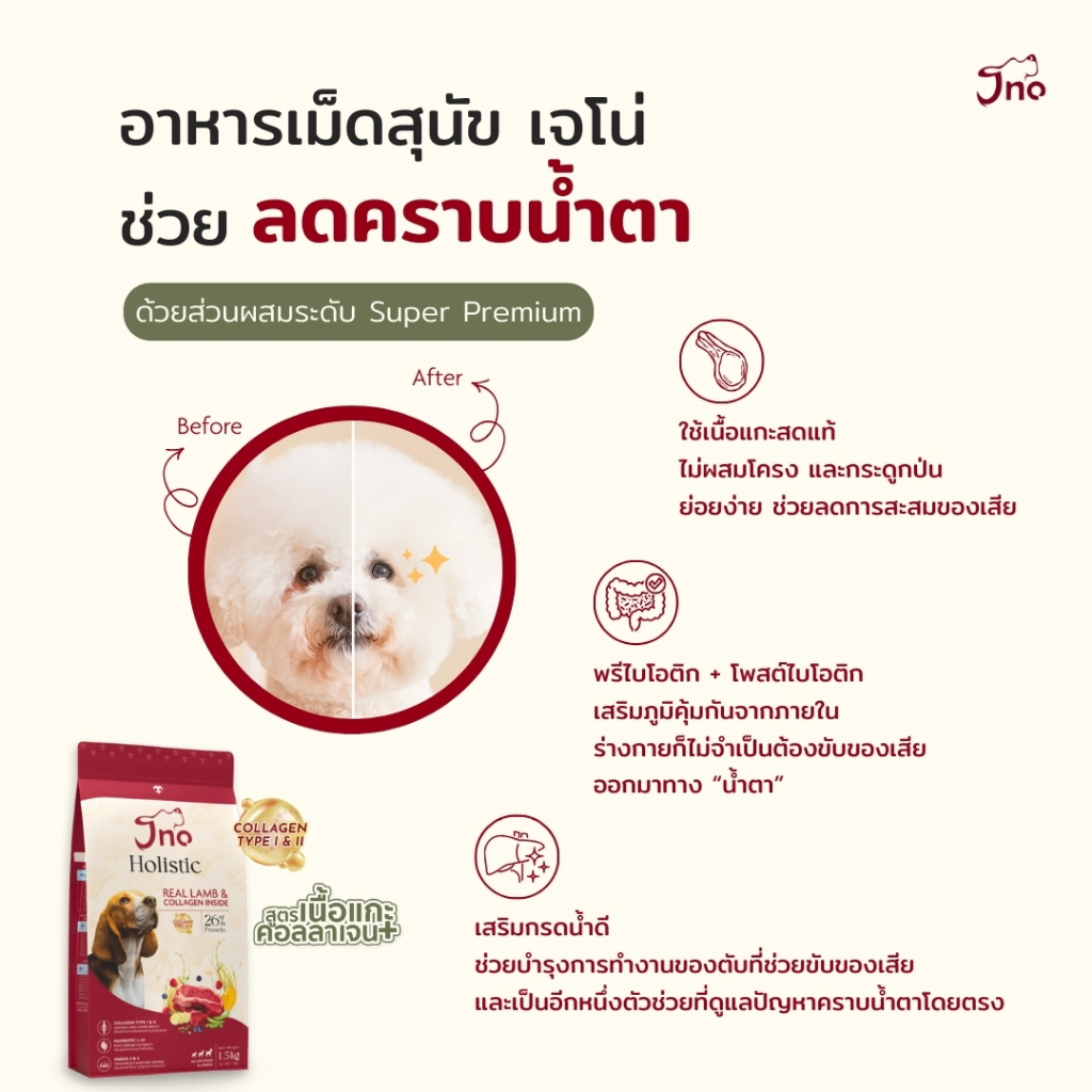 [1.5 กก.] Jno Holistic Real Lamb & Collagen inside อาหารเม็ดสุนัข โฮลิสติก สูตรเนื้อแกะ+คอลลาเจน อายุ 4 เดือนขึ้นไป - รูปที่ 4