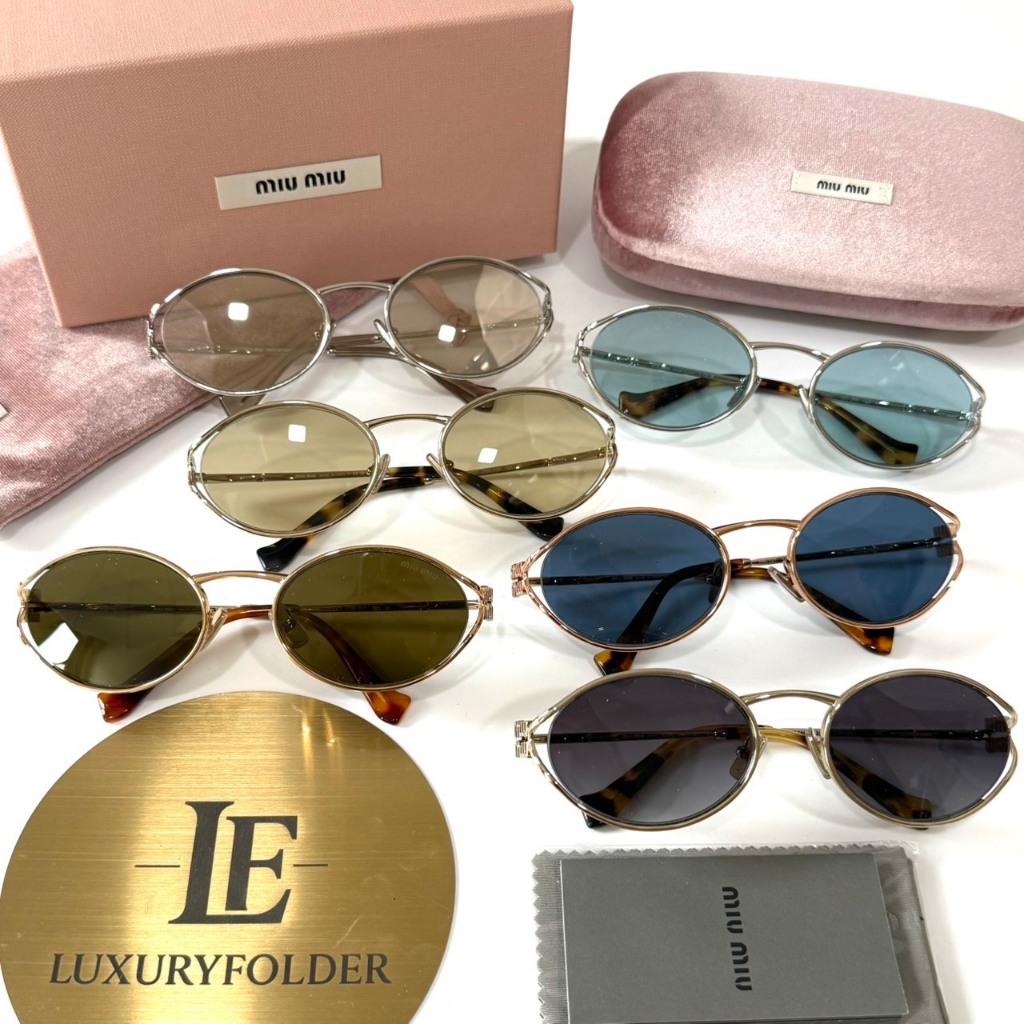 แว่นกันแดด MIUMIU Oval Sunglasses กรอบโลหะ รุ่น MU 52YS ของแท้ 100%