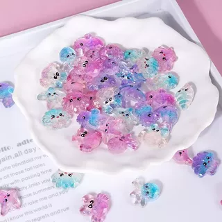 ของเล่นแบบสุ่มในถุงธีมทะเล อุปกรณ์ตกแต่งเรซิน DIY คริสตัลเรืองแสงในที่มืด ของตกแต่งลายการ์ตูน