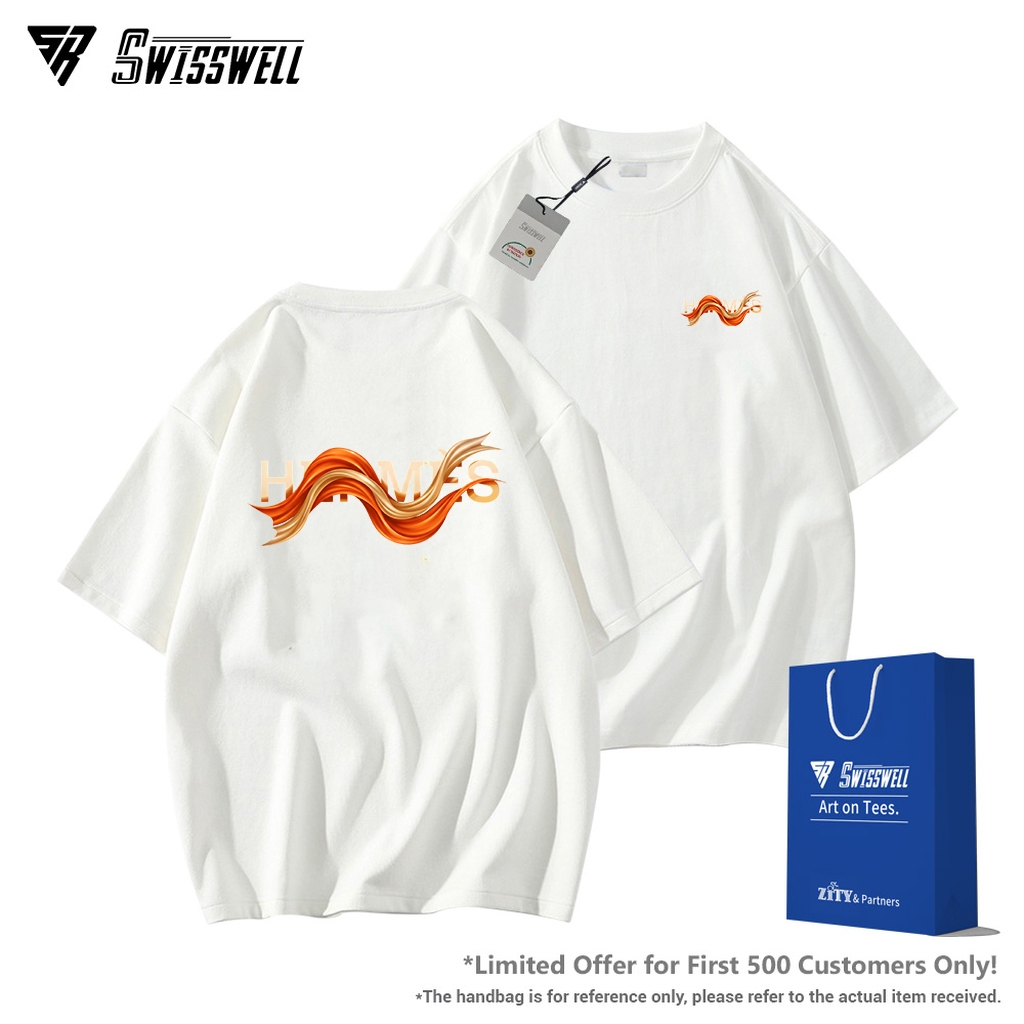 SwissWell​ 🎤 เสื้อยืด t-shirt ผ้าคอตตอน 100% เสื้อยืด oversize สไตล์ฮิปฮอป ใส่สบาย ทั้งชายหญิง กาแฟเ