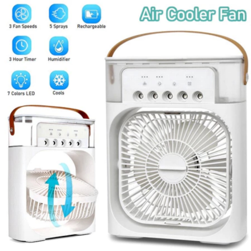 พัดลมไอเย็น สเปรย์พัดลม เครื่องทําความชื้น USBไฟ LED 7 สี Cold Fan พัดลมแอร์เย็น พัดลมพกพา