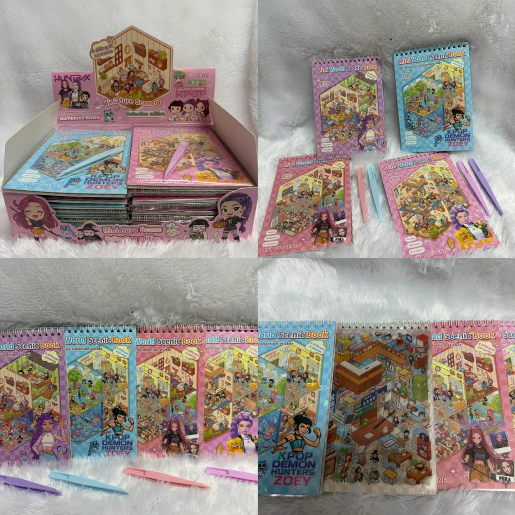 พร้้อมส่ง💥3D สติกเกอร์ฉากชุด DIY การ์ตูนภูมิทัศน์สติกเกอร์หนังสือ,สติกเกอร์เครื่องเขียนฟรีลายน่ารัก