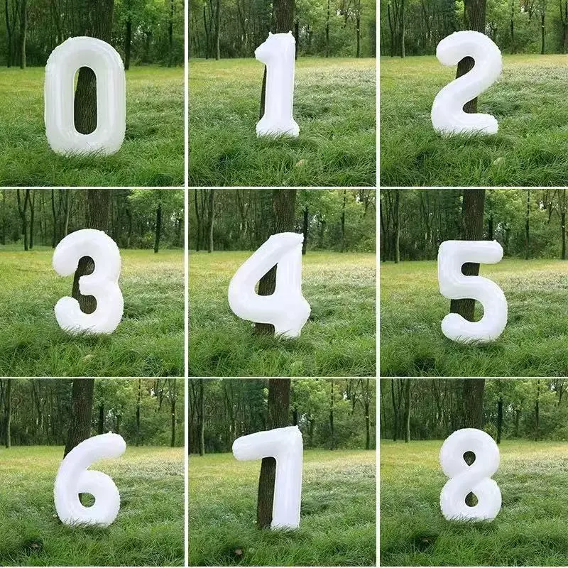 【32นิ้ว】ลูกโป่งตัวเลขสีขาว 0-9 ความเหนียวที่ดี การปิดผนึกที่ดี สําหรับตกแต่งปาร์ตี้วันเกิด