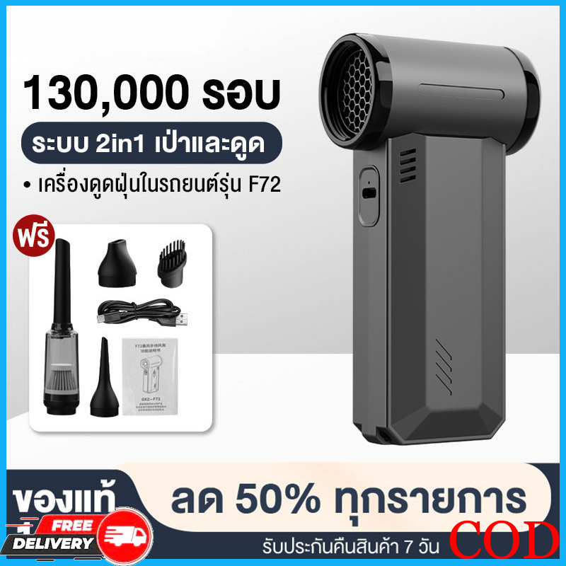 พัดลมเทอร์โบเจ็ท GXZ-F72 พัดลมอเนกประสงค์ พลังเจ็ท Handheld fan 130000RPM 2ระบบ 2 in 1 ดูดและเป่า