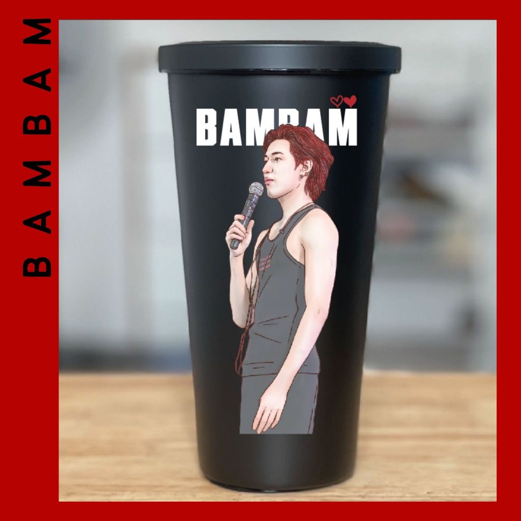 BB7. แก้วสกรีนรูปวาด BAM BAM : BamBam : GOT7 : BAMBAMGOT7 : แบมแบม : แบมแบมGOT7