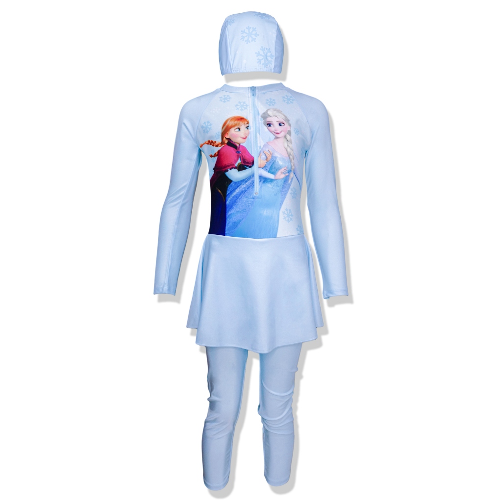 Disney مايوه بنات Frozen بتنورة وبنطلون وقبعة — صورة 4