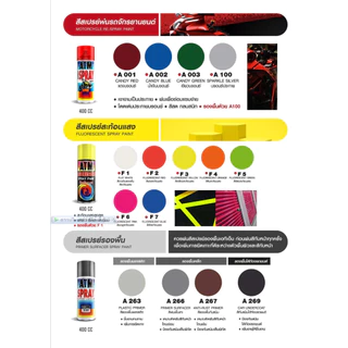 ATM สีสเปรย์ สีดำ ดำด้าน เบอร์ A212 สีพ่นรถ DIY พ่นล้อ ซ่อมสีรถ สีพ่นรถ Flat Black