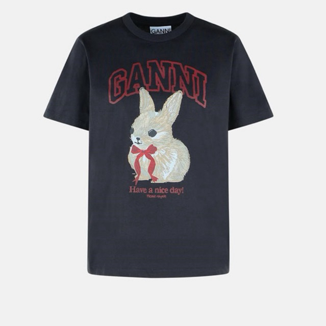 Ganni Gray Bunny  T-shirt