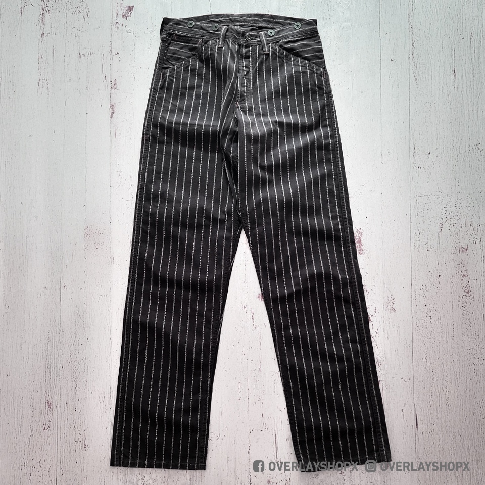 กางเกง FREEWHEELERS PANTS ลายทางห่วงโซ่ หนา 10.5oz สี Navy ทรงขากระบอกตรง