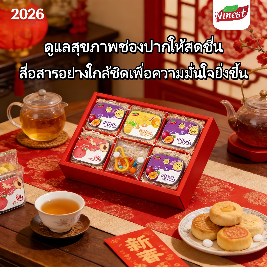 Ninest ตรุษจีน แคนดี้มินท์เย็นฉ่ำ ดับกลิ่นปากปราศจากน้ำตาล อร่อยเย็นชื่นใจ รสผลไม้