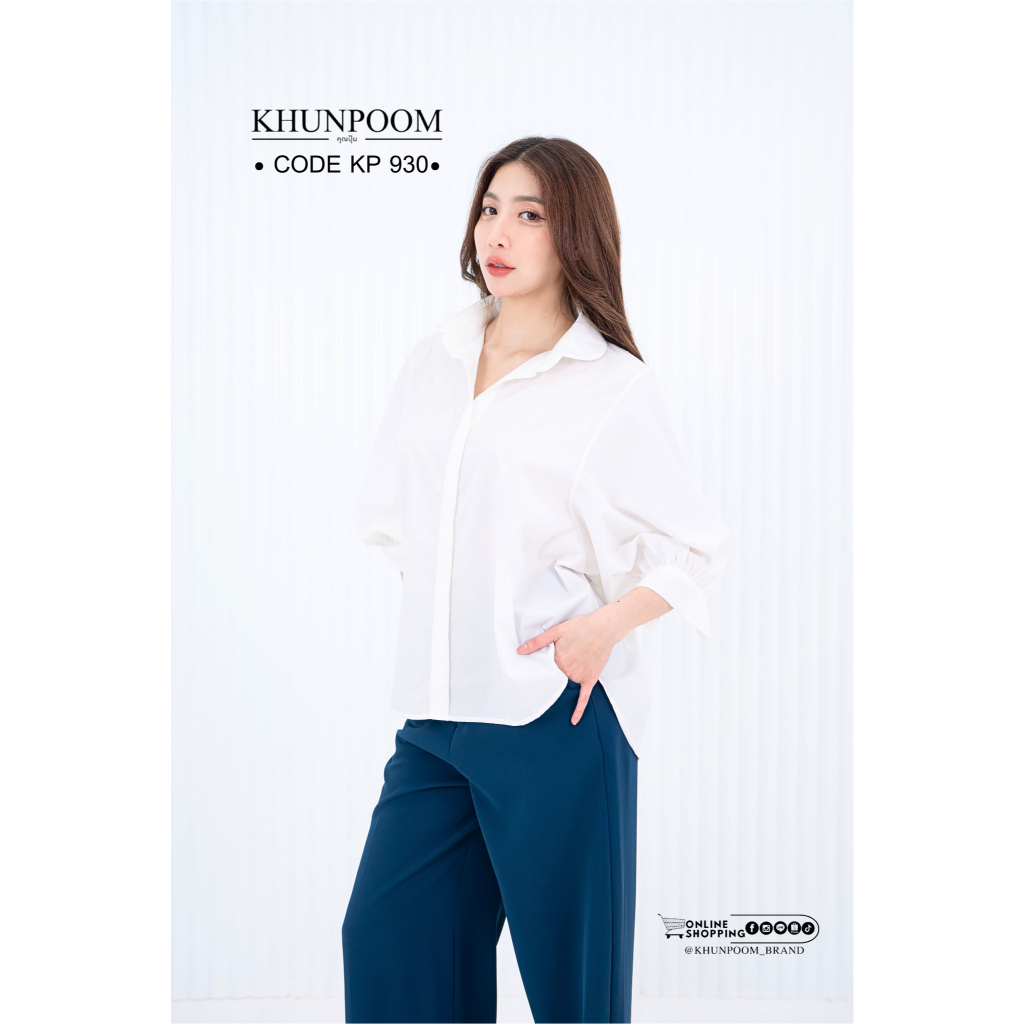 KP930 เสื้อเชิ้ตคอปกแขนสามส่วนเป็นแบบสวมหัว ผ้าใส่สบายไม่ร้อน