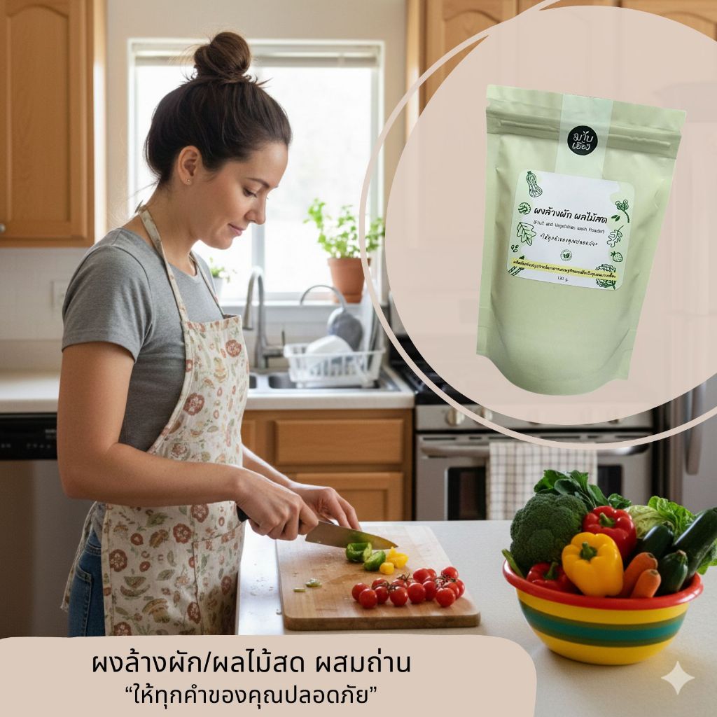 ผงล้างผัก,ผลไม้ ผสมถ่านไม้ไผ่ (fruit and vegetables wash powder with bamboo charcoal) โดย มาบเอื้อง