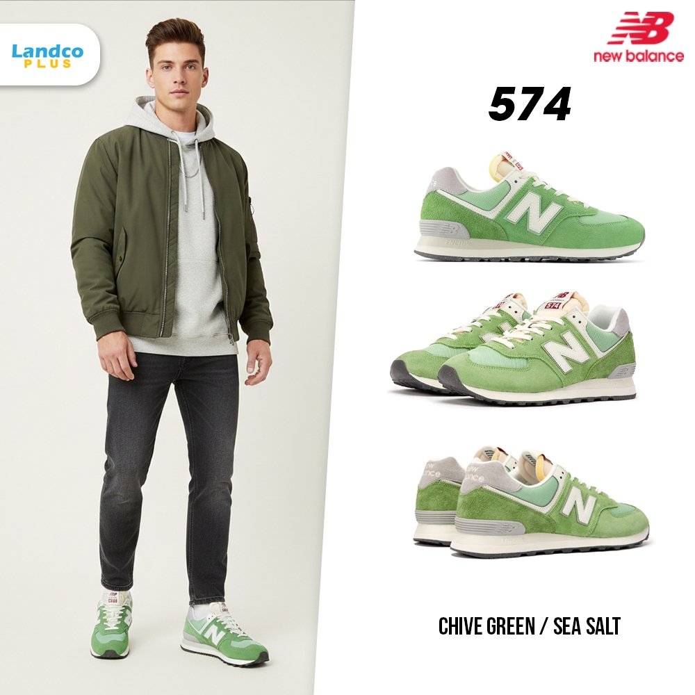 New Balance รองเท้าผ้าใบ รองเท้าลำลอง NB UX 574 Chive Green U574RCC (3500) [Landcoplus]