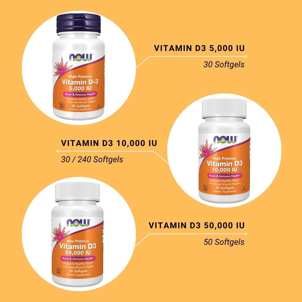 Now Foods Vitamin D3 5000 IU / 10,000 IU / 50,000 IU Softgels