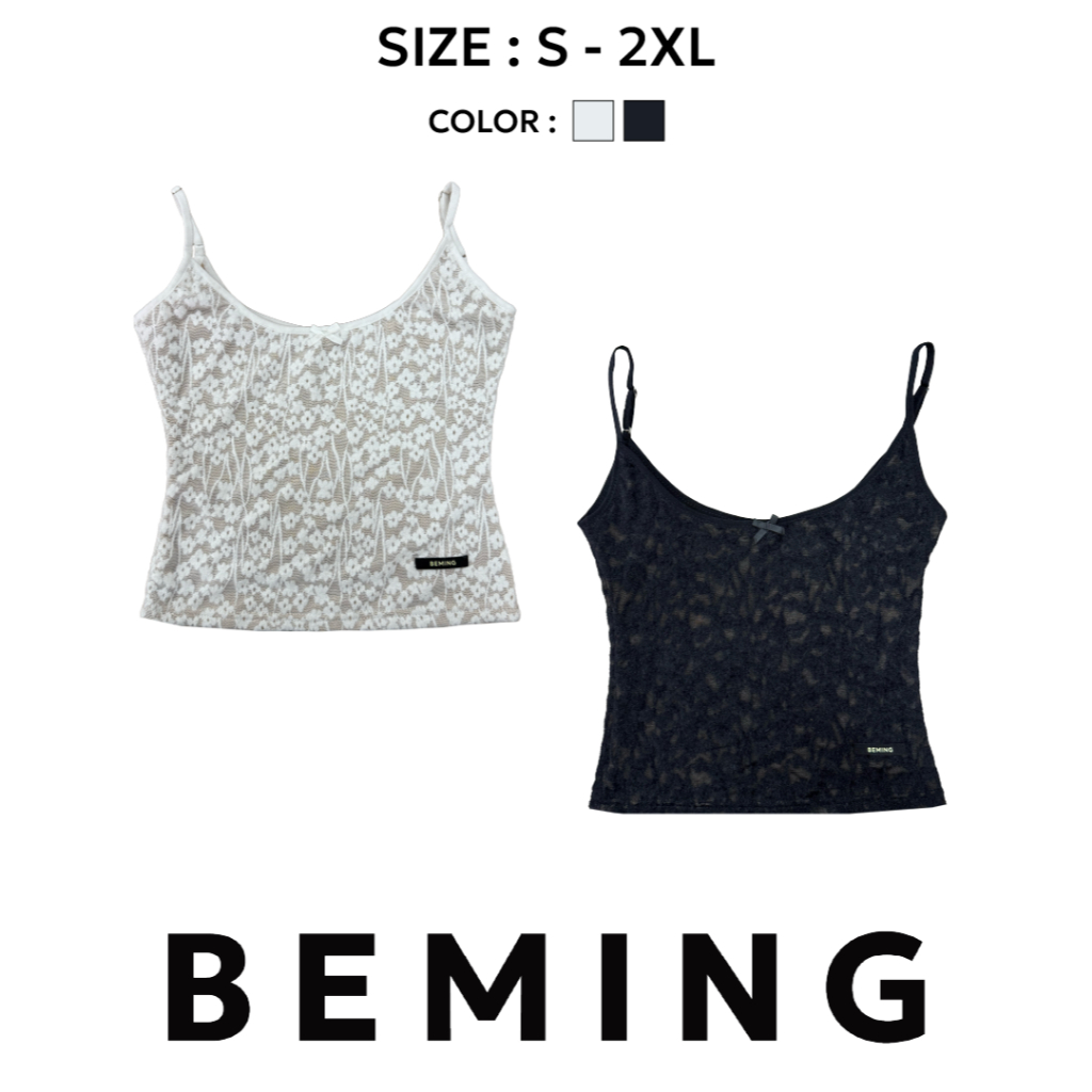 Bemingtop1125(S-2XL)-BMG Hana Top - สายเดี่ยวลูกไม้ที่หยิบมาใส่ได้บ่อย และแมตช์ง่ายในทุกโอกาส