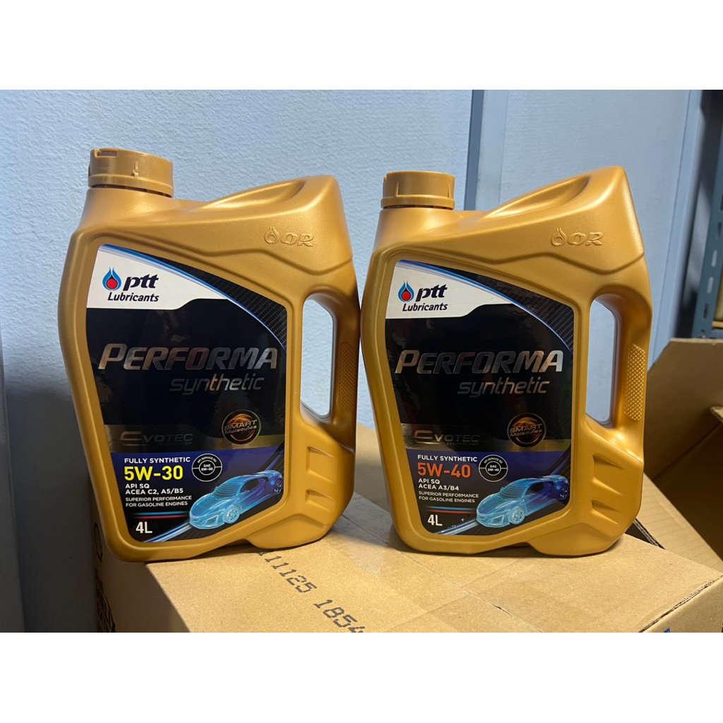 น้ำมันเครื่อง เบนซิน PTT performa synthetic สังเคราะห์ 100% 5w-40 5w-30 ขนาดตามตัวเลือก