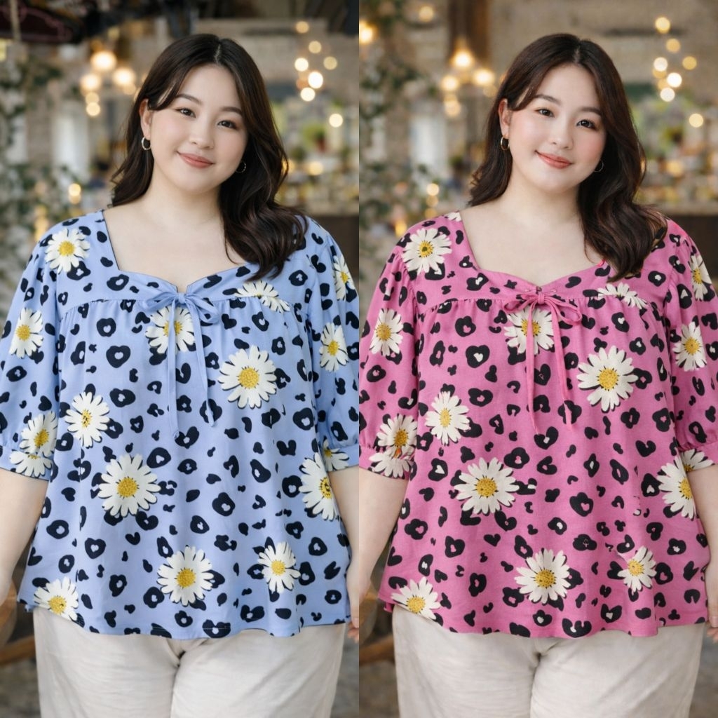 เสื้อคอเหลี่ยม แขนตุ๊กตา ไซส์ใหญ่ อก 60 นิ้ว เสื้อคนอ้วน เสื้อสาวอวบ plussize
