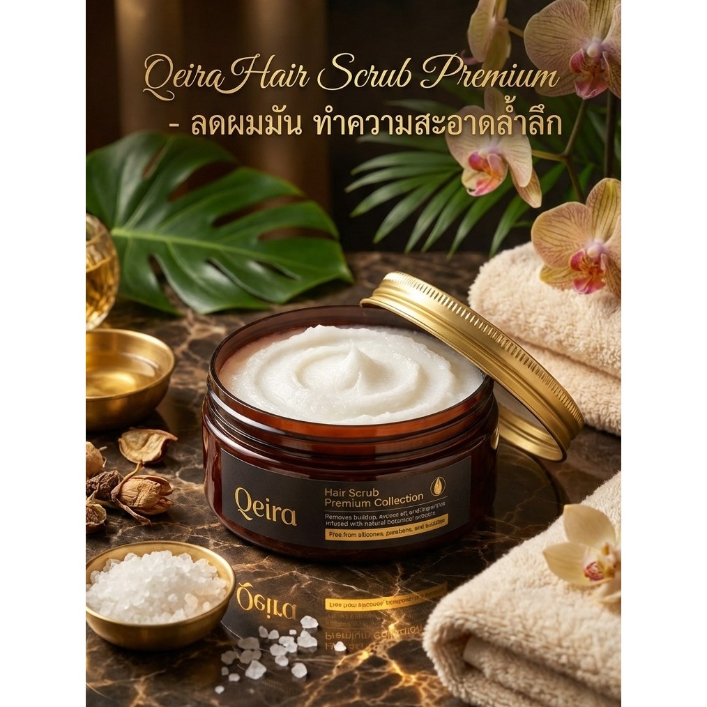 Qeira Hair Scrub Premium สครับ Spa Detox หนังศรีษะ ลดผมมันได้ 50 ชม. ลดรังแค ผื่นคัน กลิ่นหอม